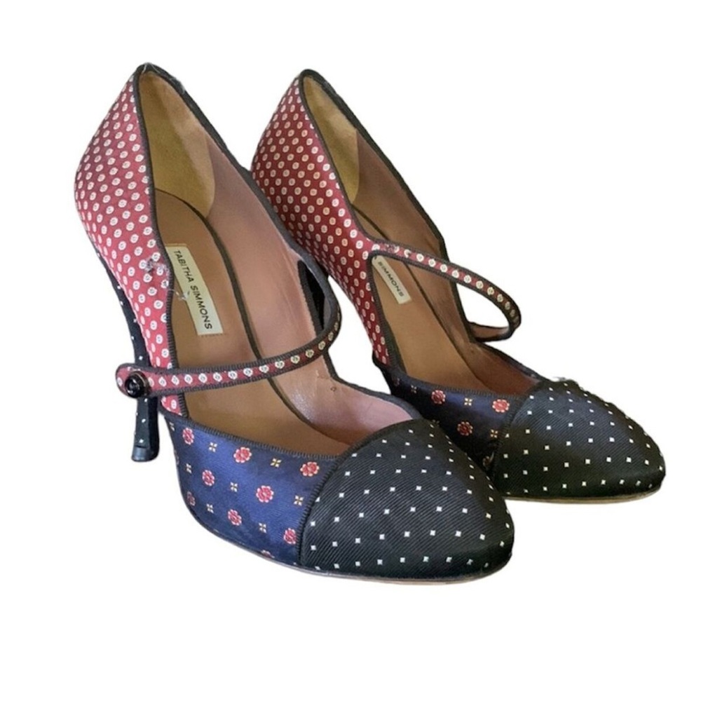 Tabitha Simmons multi pattern silk stiletto heels